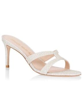 NEW Stuart Weitzman Soiree Sleek 75 Glitter Sandals Size 39 or 8.5 Wedding Shoes